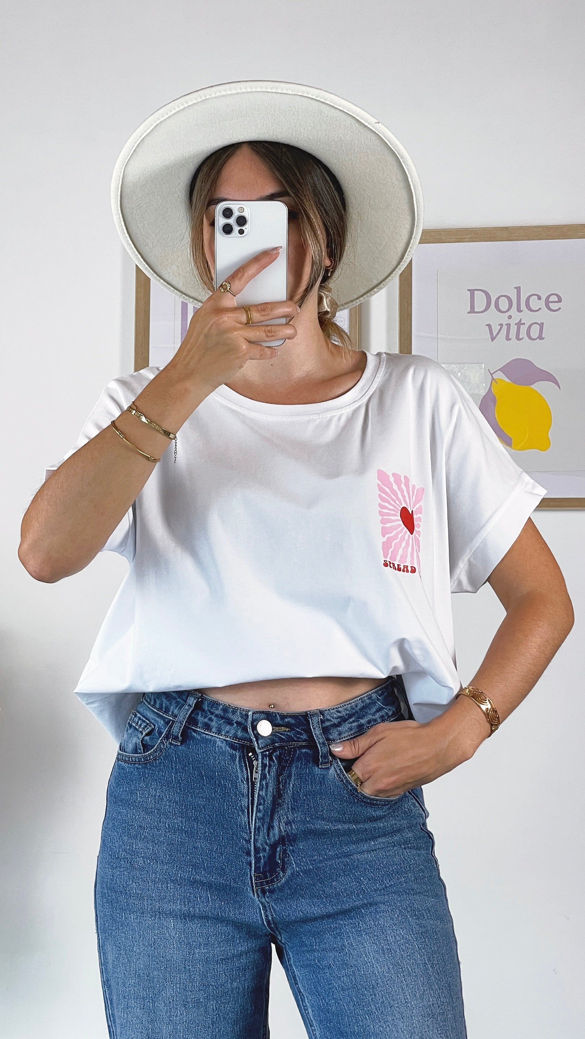 T-shirt Love en coton - tendance imprimé coeur