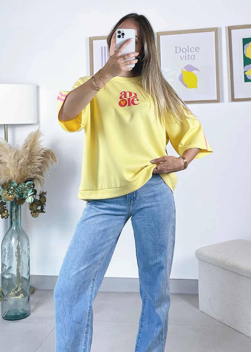 T-shirt Amore - jaune