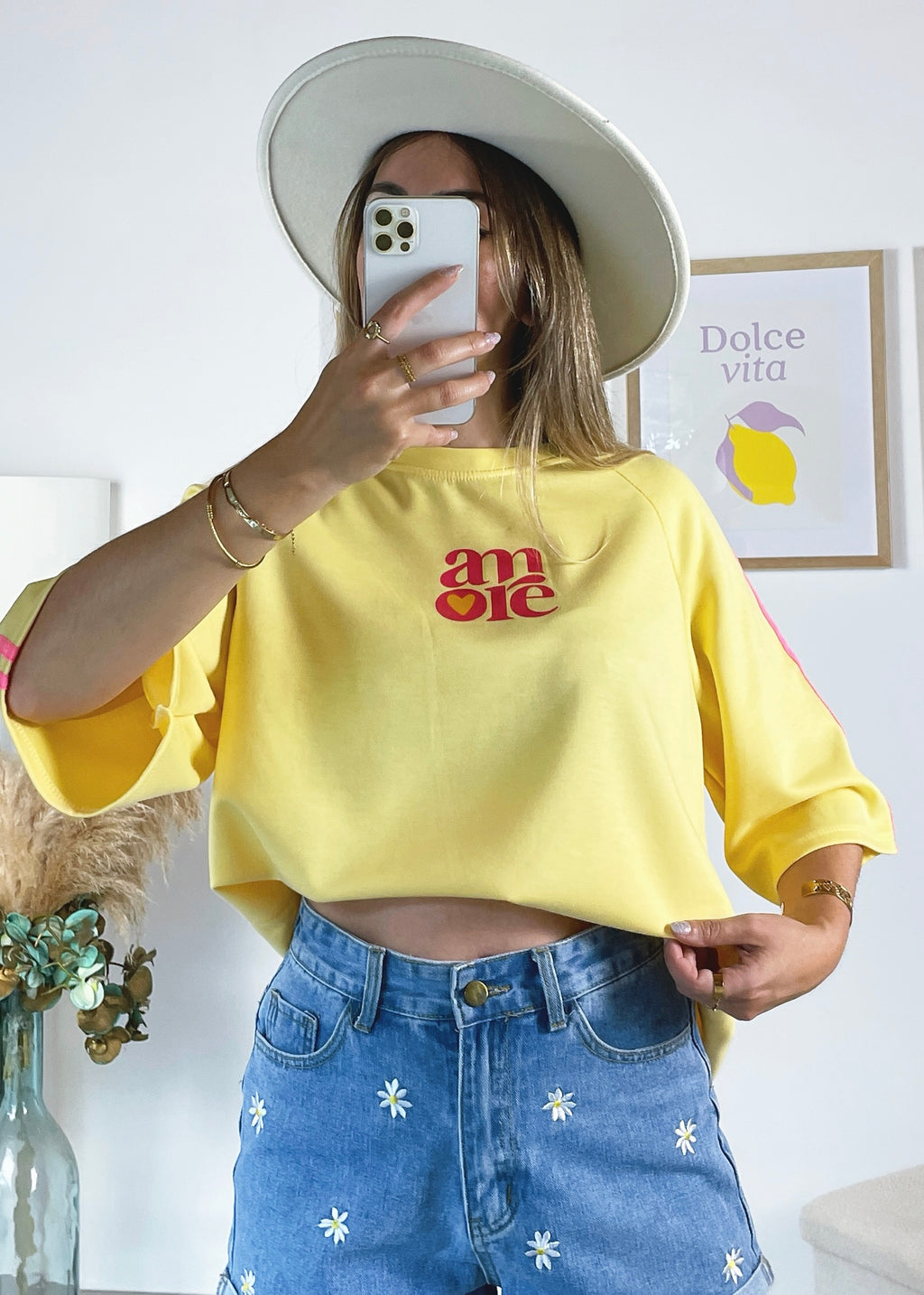 T-shirt Amore - jaune